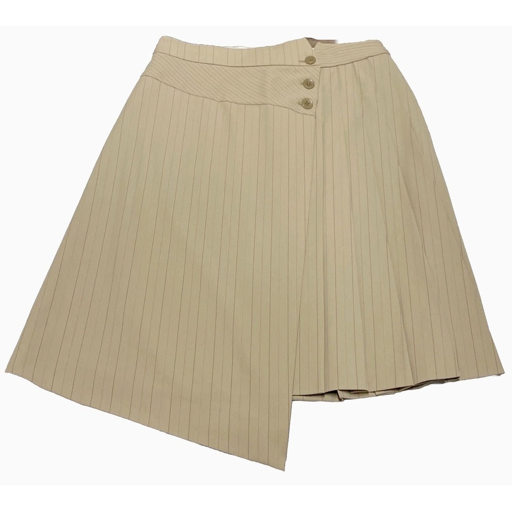 per se by carlisle Asymmetric A-line Luxury Striped Beige Skirt Sz 10 MSRP‎ $495